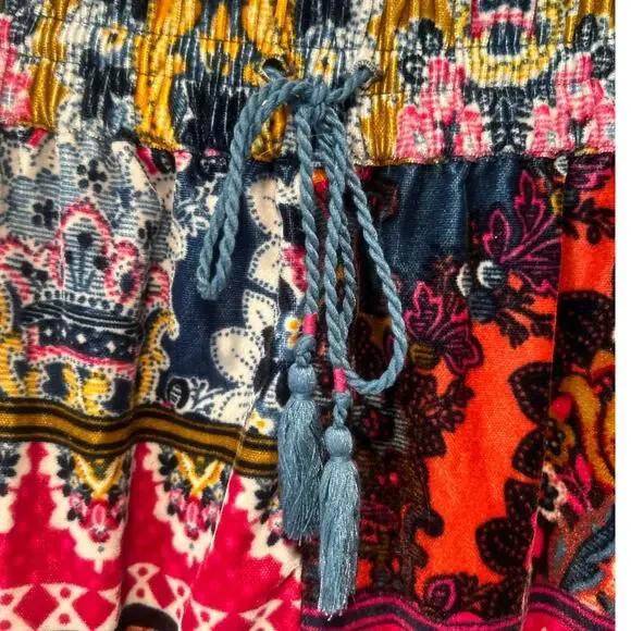 ANTHROPOLOGIE Zadie Patchwork Print Velvet Tassel Tie Lounge/sleep Pants XS/S - Picture 5 of 9